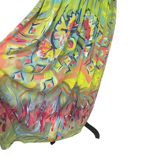 Save The Queen Off The Shoulder Maxi Dress Tulle Stretch Floral Size XS NEW - Picture 4 of 11